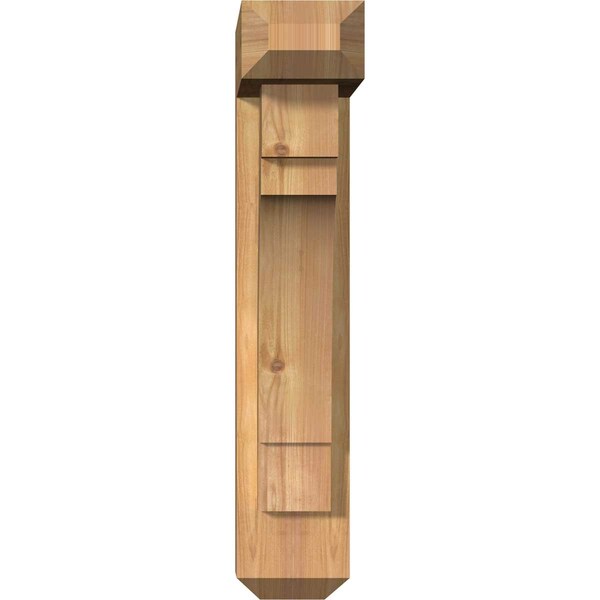 Merced Craftsman Smooth Bracket W/ Offset Brace, Western Red Cedar, 5 1/2W X 16D X 28H